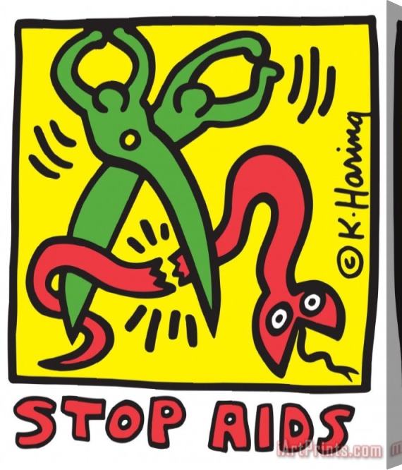 Keith Haring Stop Aids Stretched Canvas Print / Canvas Art