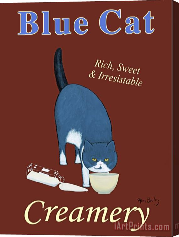 Ken Bailey Blue Cat Creamery Stretched Canvas Painting / Canvas Art
