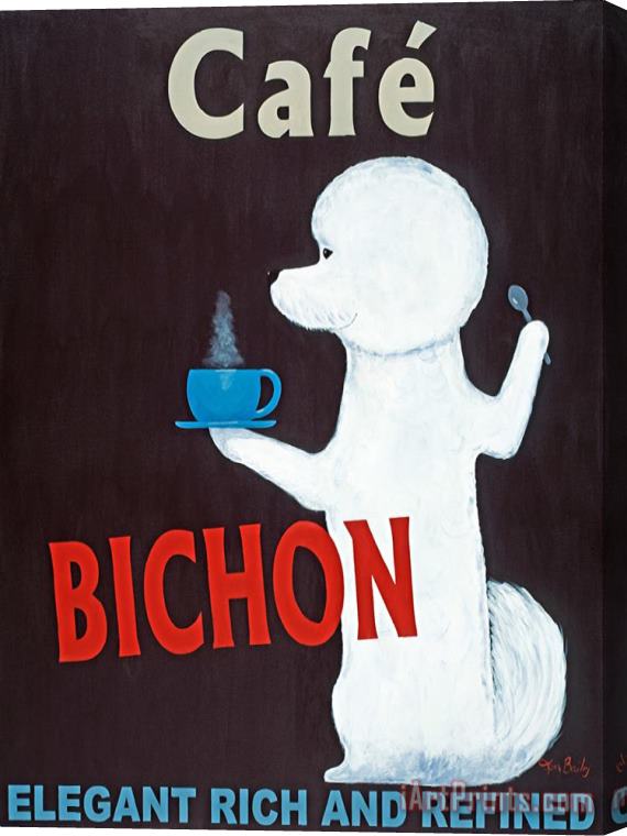 Ken Bailey Cafe Bichon Stretched Canvas Print / Canvas Art