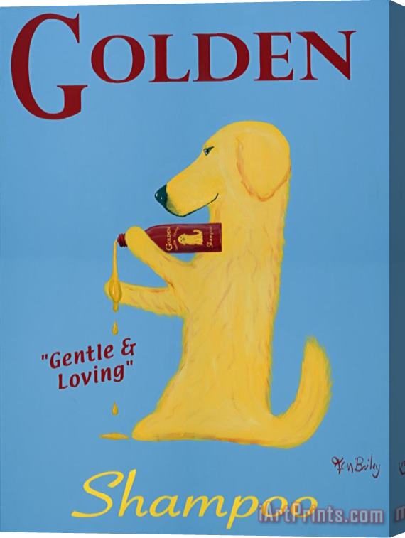 Ken Bailey Golden Dog Shampoo Stretched Canvas Print / Canvas Art
