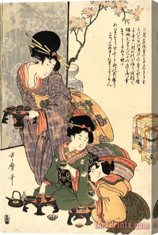 Kitagawa Utamaro Girl's Festival (hinamatsuri) Stretched Canvas Print / Canvas Art