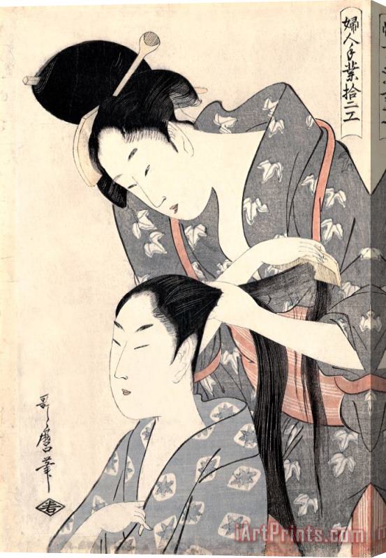 Kitagawa Utamaro Hairdresser (kamiyui) Stretched Canvas Print / Canvas Art