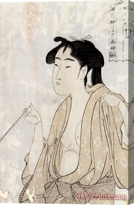 Kitagawa Utamaro Woman Smoking a Pipe Stretched Canvas Print / Canvas Art