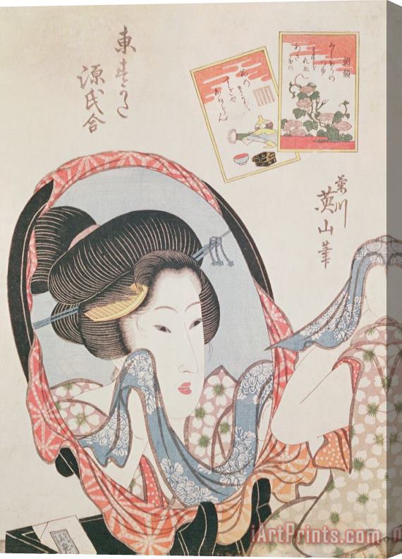 Kitugawa Eizan Woman At Her Mirror Stretched Canvas Print / Canvas Art