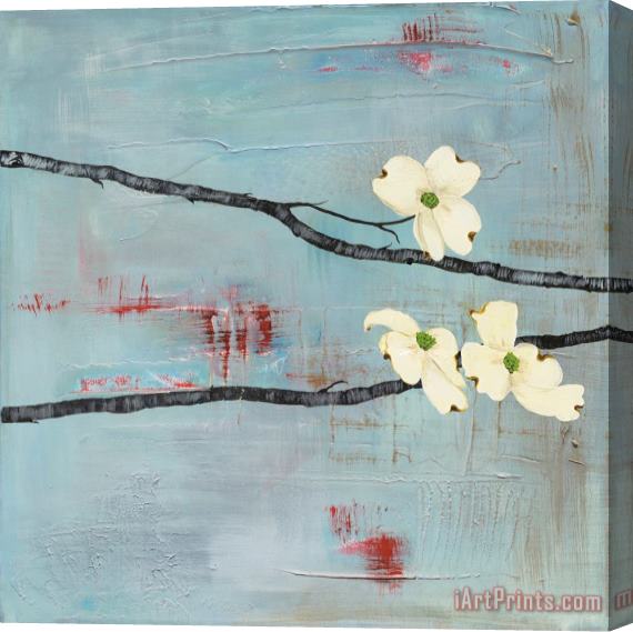 Laura Gunn Dogwood on Blue I Stretched Canvas Painting / Canvas Art