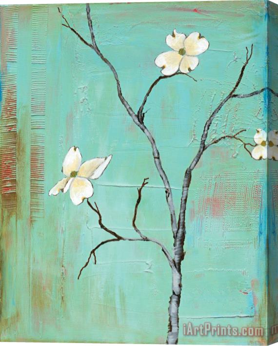 Laura Gunn Dogwood on Turquoise I Stretched Canvas Print / Canvas Art