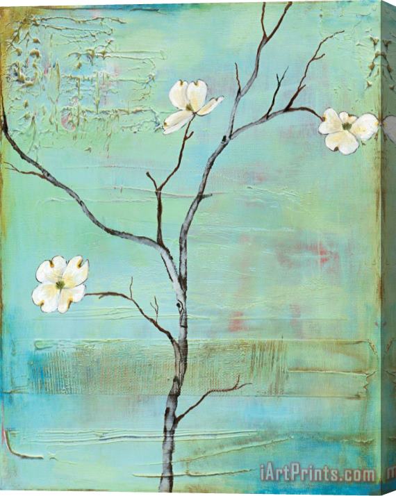 Laura Gunn Dogwood on Turquoise II Stretched Canvas Painting / Canvas Art