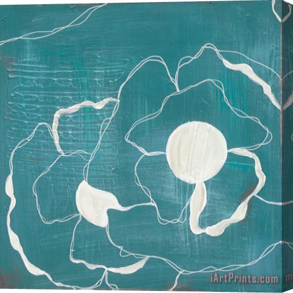 Laura Gunn Poppy Outline on Turquoise I Stretched Canvas Painting / Canvas Art