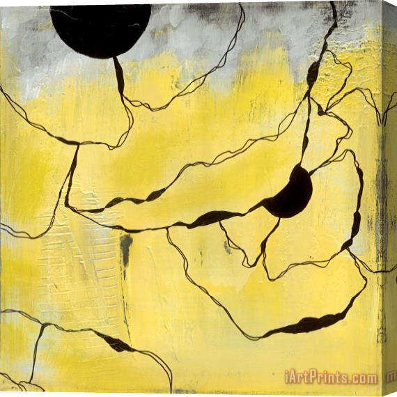 Laura Gunn Poppy Outline on Yellow III Stretched Canvas Painting / Canvas Art
