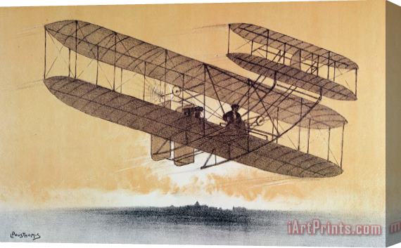 Leon Pousthomis Wilbur Wright In His Flyer Stretched Canvas Print / Canvas Art