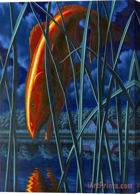 Leonard J. Koscianski Red Fish Stretched Canvas Painting / Canvas Art