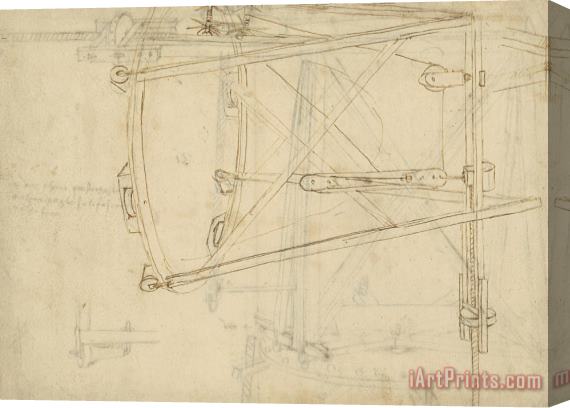 Leonardo da Vinci Page From Atlantic Codex Stretched Canvas Print / Canvas Art