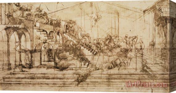 Leonardo da Vinci Perspective Study For The Background Of The Adoration Of The Magi Stretched Canvas Painting / Canvas Art