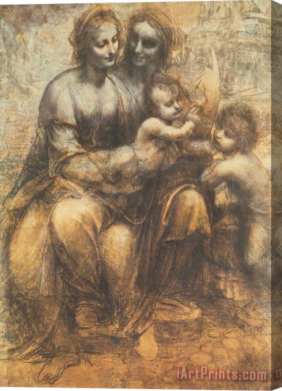 Leonardo da Vinci The Virgin And Child With Saint Anne And The Infant Saint John The Baptist Stretched Canvas Painting / Canvas Art