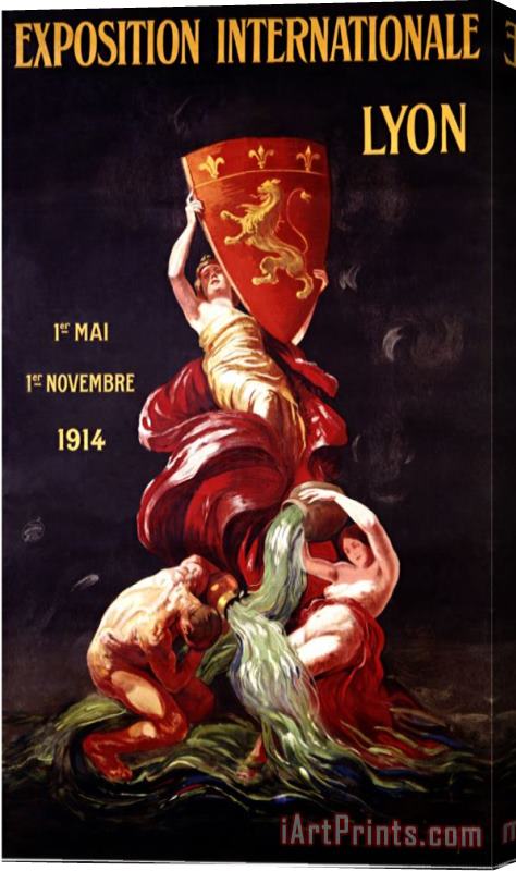 Leonetto Cappiello Exposition Internationale Lyon 1914 Stretched Canvas Print / Canvas Art