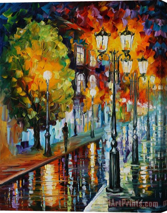 Leonid Afremov After A Rainy Night Stretched Canvas Painting / Canvas Art