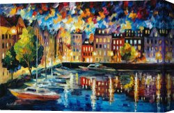 New Amsterdam: Palisades Canvas Prints - Amsterdam's Harbor by Leonid Afremov