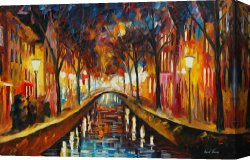 New Amsterdam: Palisades Canvas Prints - Amsterdam Fascinating Evening by Leonid Afremov