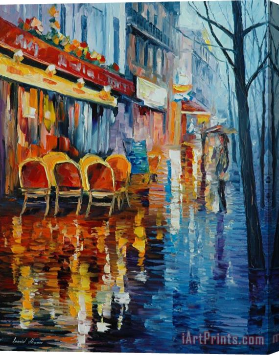 Leonid Afremov Cafe In Paris Stretched Canvas Painting / Canvas Art