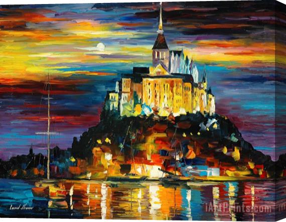 Leonid Afremov Castle Above The Harbor Stretched Canvas Print / Canvas Art