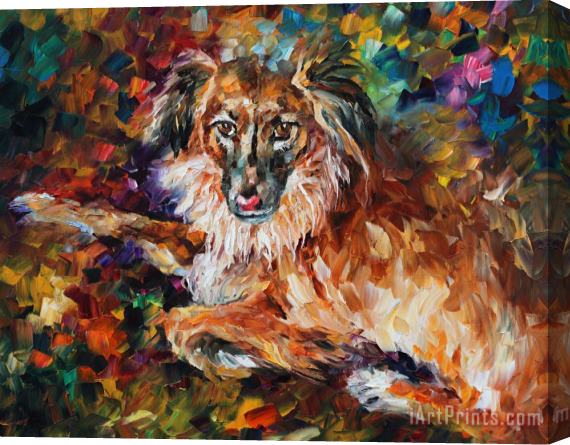 Leonid Afremov Dog  - Commissioned Painting Stretched Canvas Print / Canvas Art