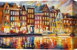 New Amsterdam: Palisades Canvas Prints - Evening In Amsterdam by Leonid Afremov