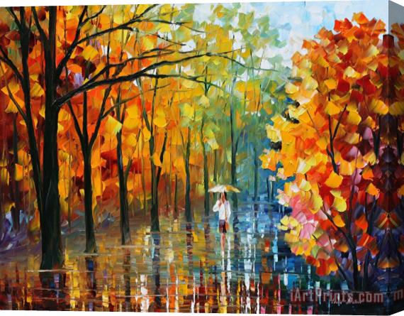 Leonid Afremov Fall Alley Stretched Canvas Painting / Canvas Art