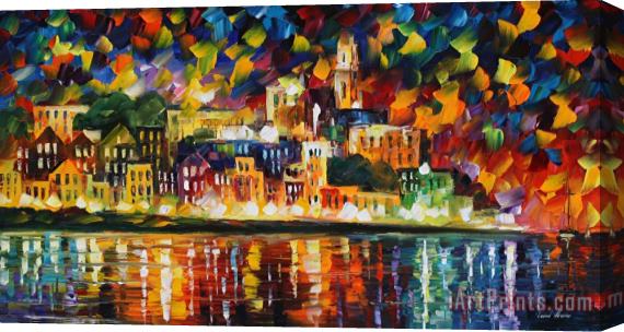Leonid Afremov Fiesta In The Harbor Stretched Canvas Print / Canvas Art