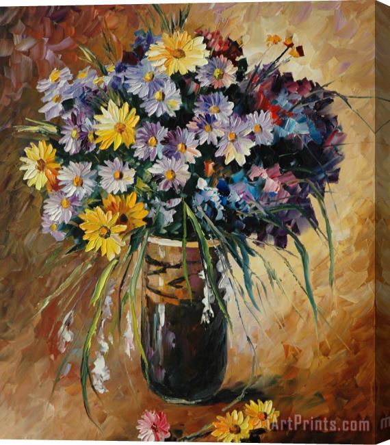Leonid Afremov Flowers Arrangement Stretched Canvas Print / Canvas Art