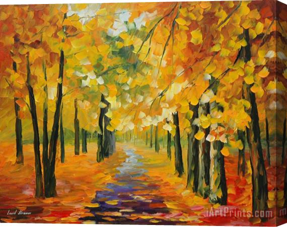 Leonid Afremov Golden Autumn Stretched Canvas Print / Canvas Art