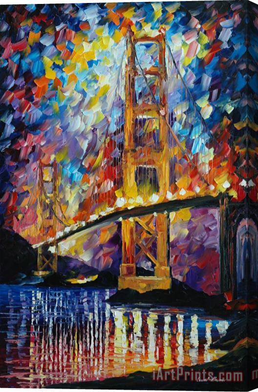 Leonid Afremov Golden Gate Stretched Canvas Painting / Canvas Art
