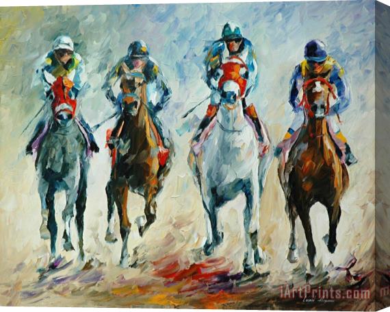 Leonid Afremov Horse Racing Stretched Canvas Painting / Canvas Art
