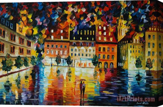 Leonid Afremov In The Old City Stretched Canvas Print / Canvas Art