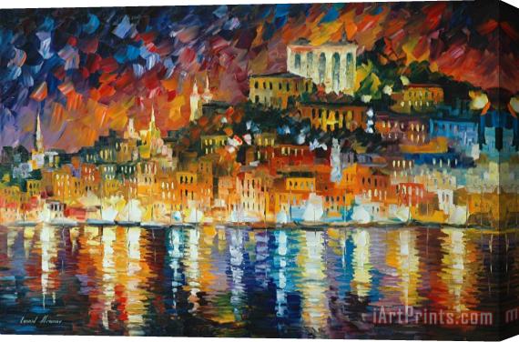 Leonid Afremov Inviting Harbor Stretched Canvas Print / Canvas Art