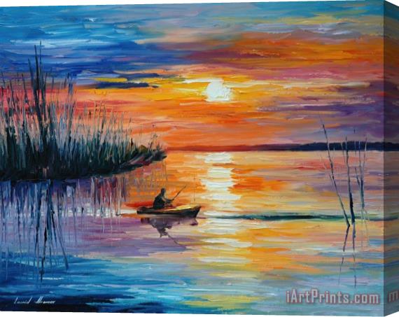 Leonid Afremov Lake Okeechobee Sunset Fishing Stretched Canvas Print / Canvas Art