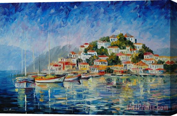 Leonid Afremov Morning Harbor Stretched Canvas Print / Canvas Art