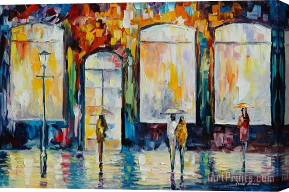 Leonid Afremov Night Cafe Stretched Canvas Painting / Canvas Art