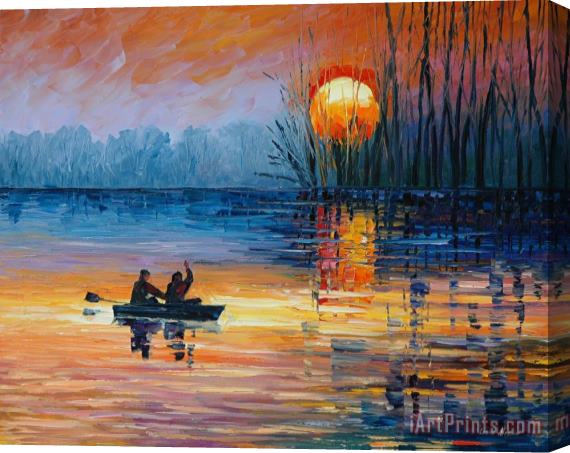 Leonid Afremov Night Fishing Stretched Canvas Painting / Canvas Art