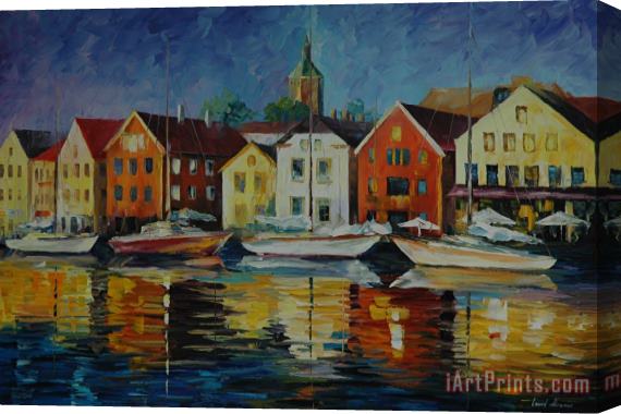 Leonid Afremov Northern Harbor Stretched Canvas Print / Canvas Art
