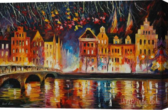 Leonid Afremov On The Other Shore Stretched Canvas Print / Canvas Art