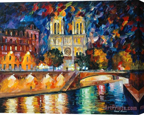 Leonid Afremov Paris Notredame Stretched Canvas Print / Canvas Art