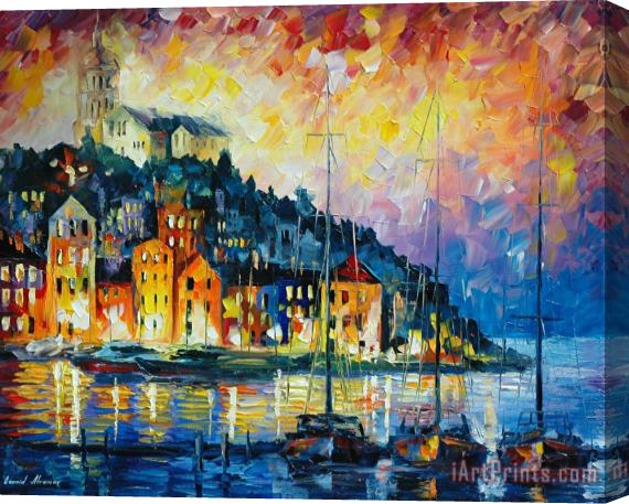 Leonid Afremov Pensive Harbor Stretched Canvas Painting / Canvas Art