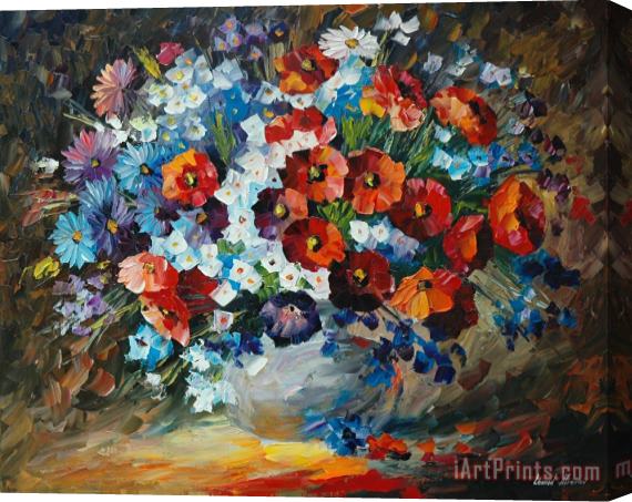 Leonid Afremov Poppies And Cornflowers Stretched Canvas Print / Canvas Art