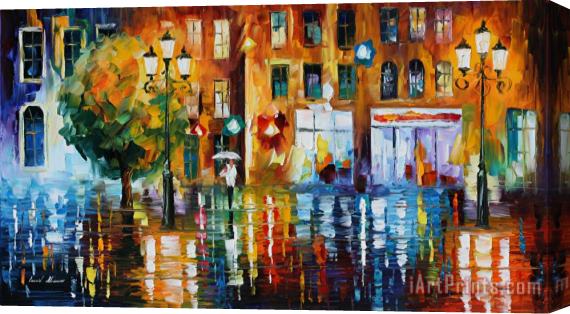 Leonid Afremov Rainy City Stretched Canvas Painting / Canvas Art