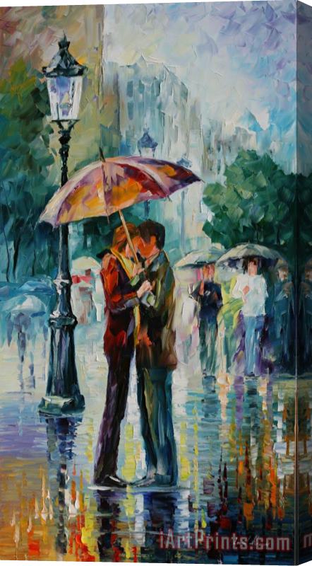 Leonid Afremov Rainy Kiss Stretched Canvas Print / Canvas Art
