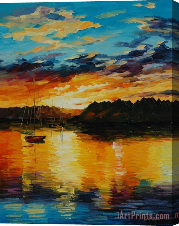 Leonid Afremov Reflections Of The Sunset Stretched Canvas Print / Canvas Art
