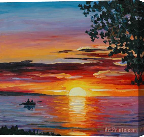 Leonid Afremov Romantic Sunset Stretched Canvas Print / Canvas Art