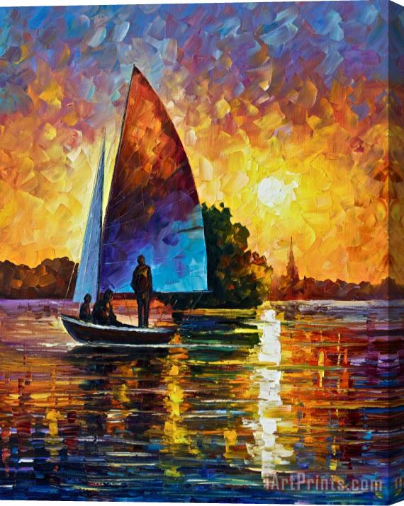 Leonid Afremov Sunset By The Lake Stretched Canvas Painting / Canvas Art