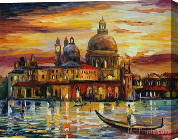 Leonid Afremov The Golden Skies Of Venice Stretched Canvas Painting / Canvas Art