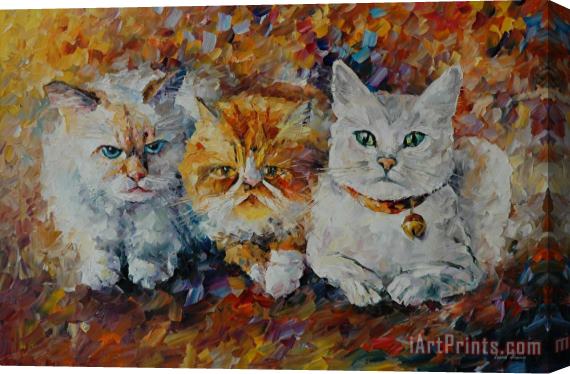 Leonid Afremov Three Cats Stretched Canvas Print / Canvas Art